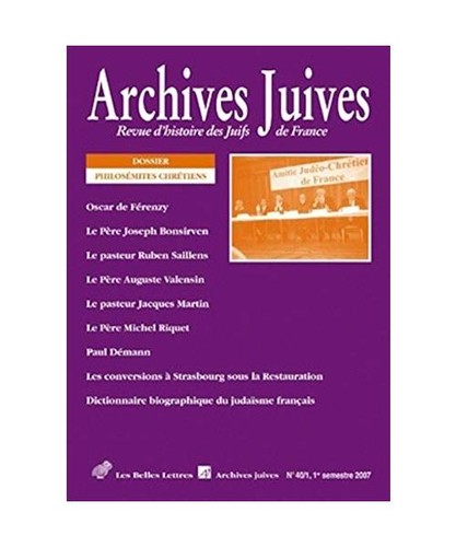 Archives juives n40 dossier - juives,