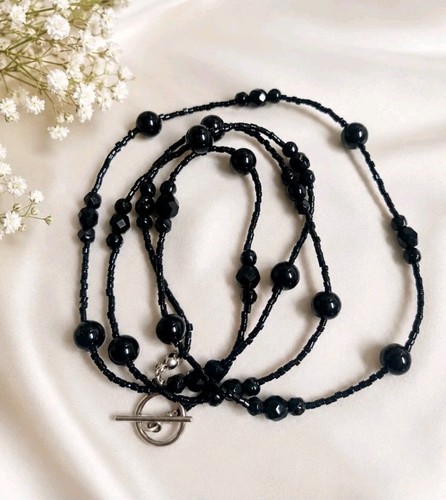Collana donna nera lunga - collana,