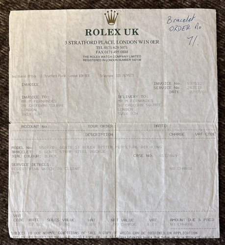 Rolex service certificate - rolex,