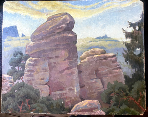 Dipinto olio rocce montagne - dipinto,