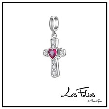 Charm crocifisso cuore rosso - crocifisso,