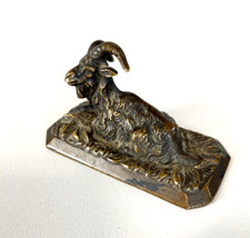 PICCOLA SCULTURA BRONZO PATINA RITRATTO FIGURA CAPRA ANIMALIER 4 cm/h FINE '800