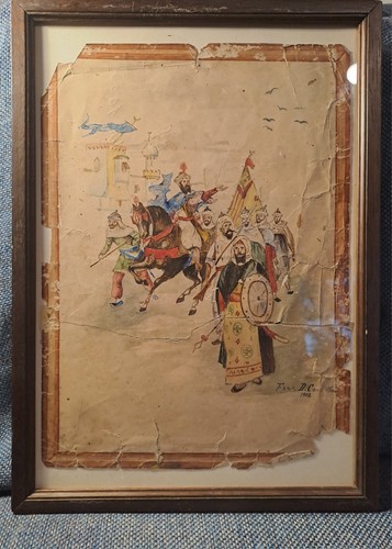 Quadro antico acquerello e - quadro,
