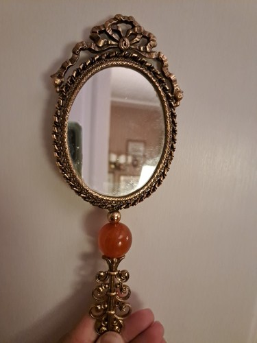 Specchio vintage ottone ambra - vintage,