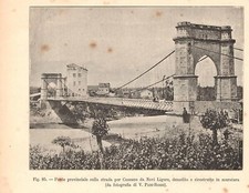 Stampa antica NOVI LIGURE Ponte Alessandria 1890 Antique print