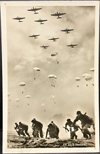 WW2 1941 Operazione "Merkur" lancio paracadutisti Fallschirmjager cartolina rara