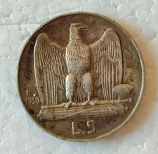 ITALIA Vittorio Emanuele III 5 Lire 1930 - Argento Silver