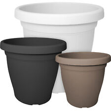 Vaso Verona Rotondo Plastica per Giardino Interno Esterno Bianco Antracite Beige