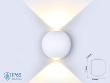 Applique Lampada LED da Muro Palla Sferica 6W 3000K Carcassa Bianca Doppio Fasci