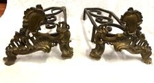 Coppia antichi alari da camino bronzo dorato fine 800 Francia