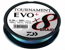 Daiwa Tournament X8 Braid EVO+ 0,30 mm 23,4 kg 300 m cavo intrecciato multicolore
