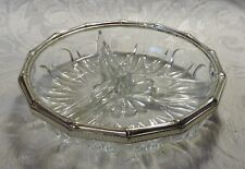 Cocktail Appetizer Aperitif Vintage French Nut Tray Cut Glass & Plated Rim 