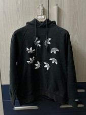 Felpa Adidas Originals nera con cappuccio Uomo M - logo Trefoil bianco