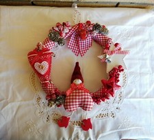 Ghirlanda Corona natalizia fuori porta rossa pupazzo Artigianale Fatto A Mano 
