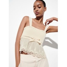 Canottiera zara panna pizzo - zara,