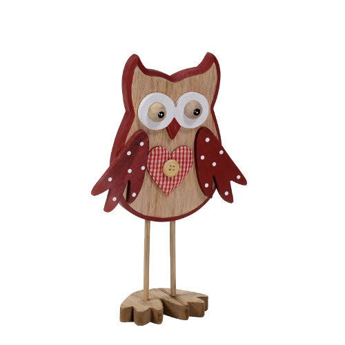 Gufo legno con - legno, cuore