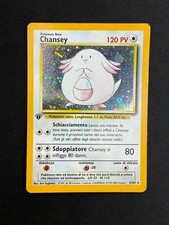 Pokemon Chansey 3/102 Set Base Rara Holo Prima Edizione Wizards IT Carte Vintage