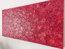 QUADRO MODERNO ASTRATTO DIPINTO A MANO TRAMONTO DI SOLE 40x80x4cm RIF113