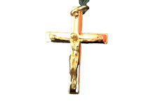 CIONDOLO CROCE Sacra CROCEFISSO CRISTO Pendente Oro 18 Karati 750% Giallo