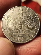 MONETA 1 LIRA 1939 REGNO D'ITALIA - AQUILA E FASCIO - V.E. III - Amagnetica