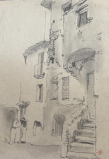Casa disegno inchiostro - disegno, a