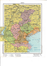 VENETO CARTINA GEOGRAFICA  F.M.B. 36,3 X  28,2  PLASTIFICATA VINTAGE