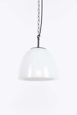 Lampada a sospensione vintage metà secolo ex Cecoslovacchia vetro opalino luce