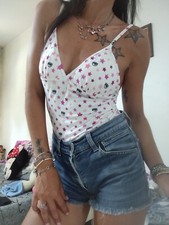 Body Donna Chiara Ferragni Bianco Bretelle Top Canotta S Stelle Occhi 