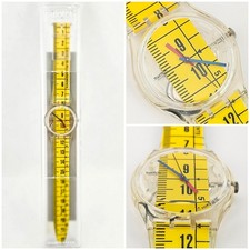 Swatch Gent GK263 Metrica 1998 Vintage NOS Yellow Tape Design Watch