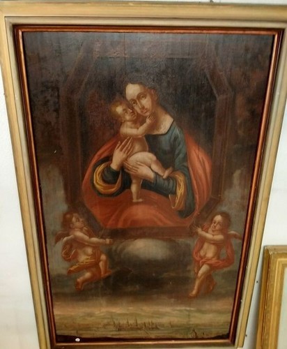 Olio tavola madonna con - "madonna,
