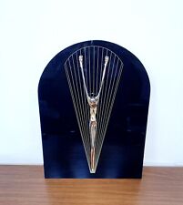 Crocifisso Da Parete Gesù Cristo In Ottone Su Vetro Nero 40x30 Anni '80 refG9