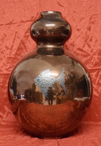 Vaso ceramica lustro argento - ceramica,