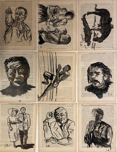 Disegni pastello e china - a,