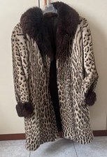 pelliccia vintage vera,maculata con collo in pellicce scuro
