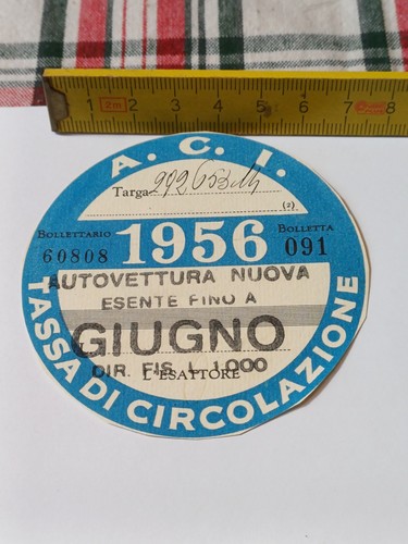 Bollo auto 1956 perfetto - auto,