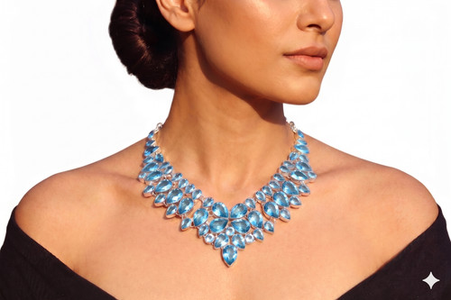 Collana acquamarina blu