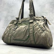 Borsa DIESEL vintage militare nylon stile Boston Y2K con logo in metallo kaki