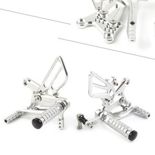 Set poggiapiedi posteriore regolabile poggiapiedi argento adatto Honda NSF100 NSR50