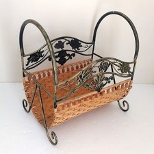 PORTARIVISTE PORTAGIORNALI IN FERRO BATTUTO E VIMINI 35X26,5X39