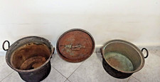 Antico grande Paiolo Pentola Calderone rame due