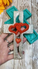 Stampo Croce Grande con cuori 10x15 CM in silicone per resina, gesso, candele