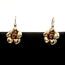 Orecchini monachina vintage anni '70 a fiore in argento dorato 925 Made in Italy