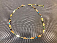 Antico Collana Borgia Dorato Con Perle Gioielli Fantasia Vintage Diametro 11cm