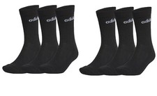 Adidas Original Confezione 6 Calzini Uomo Crew Logo Nero UK Taglia L 8.5 - 10 EU 43 - 45