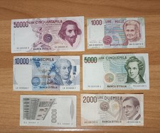50000 10000 5000 1000  LIRE BERNINI 1 Tp VOLTA  BELLINI MARCONI POLO Mont LOTTO