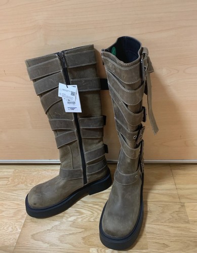 Stivali zara pelle marrone - zara, in