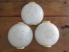 APPLIQUE DA PARETE  Muro VETRO Bianco Decoro Fiori Metallo Ottone