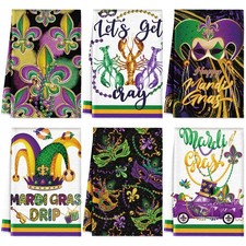 6 Pcs Mardi Gras Kitchen Towel