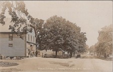 Cartolina Main Street North Hero Vermont VT c1910s Store Cars Dirt Road RPPC