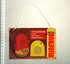 targa RECENTE insegna mangiadischi minerva tv radio giradischi arredo casa